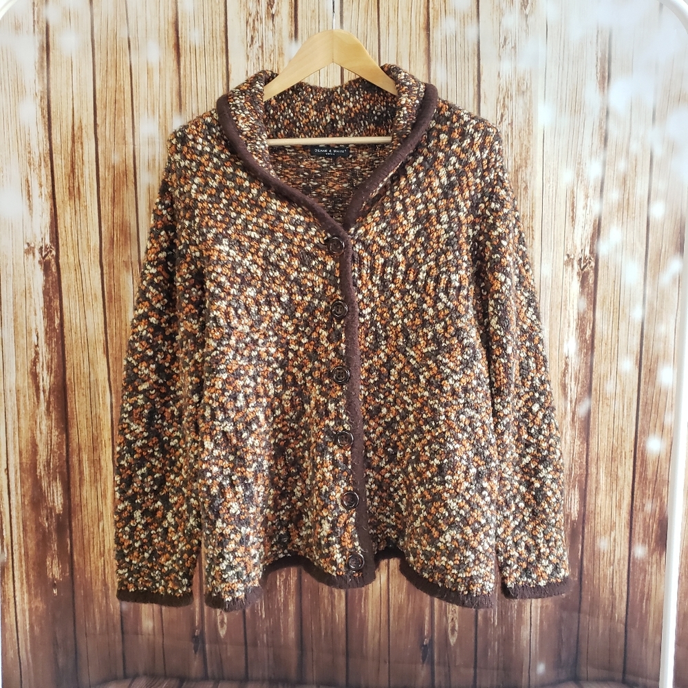 Fall Colours Boucle Cardigan Sweater Coat XL